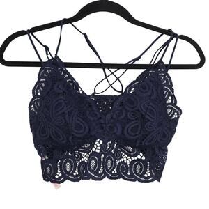 Victoria’s Secret Pink Bralette Navy Blue M Strappy Back All Over C75 D75 A80